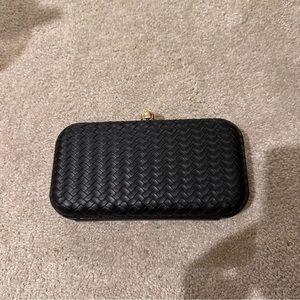 a new day Black Woven Clutch with Gold Clasp